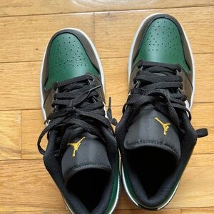 Nike Jordan 1 Low Green and Black Athletic Shoes